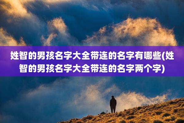 姓智的男孩名字大全带连的名字有哪些(姓智的男孩名字大全带连的名字两个字)
