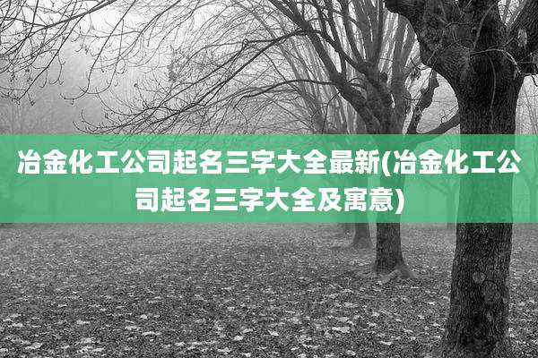 冶金化工公司起名三字大全最新(冶金化工公司起名三字大全及寓意)