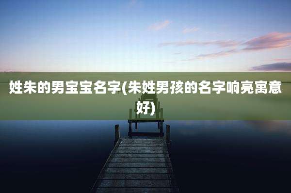 姓朱的男宝宝名字(朱姓男孩的名字响亮寓意好)