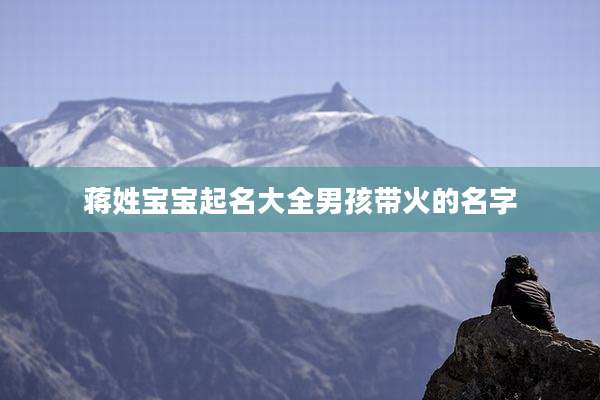 蒋姓宝宝起名大全男孩带火的名字