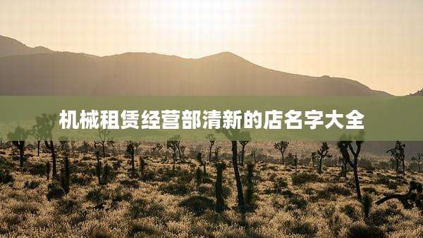 机械租赁经营部清新的店名字大全