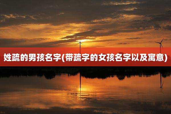 姓疏的男孩名字(带疏字的女孩名字以及寓意)