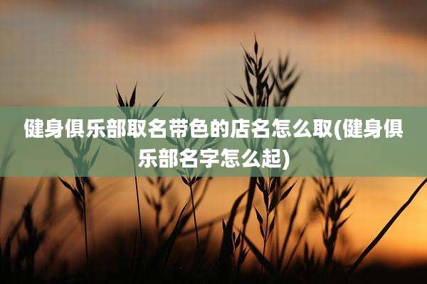 健身俱乐部取名带色的店名怎么取(健身俱乐部名字怎么起)