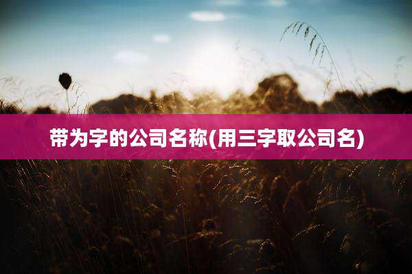 带为字的公司名称(用三字取公司名)