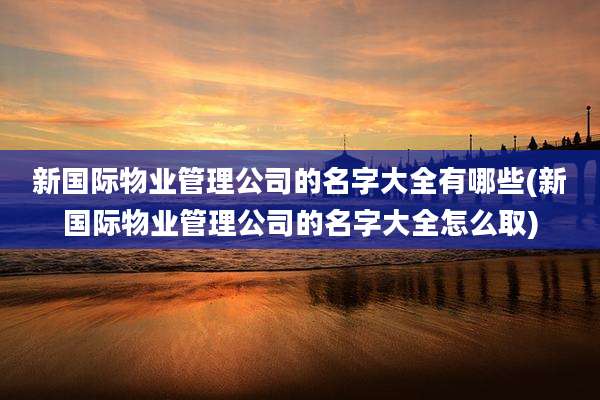 新国际物业管理公司的名字大全有哪些(新国际物业管理公司的名字大全怎么取)