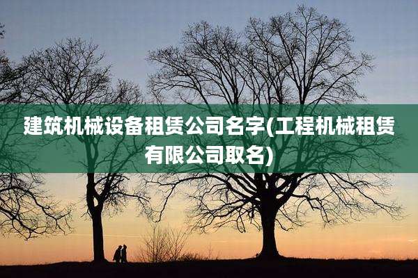 建筑机械设备租赁公司名字(工程机械租赁有限公司取名)