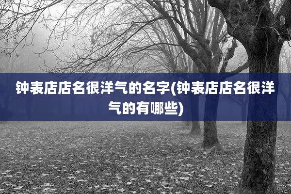 钟表店店名很洋气的名字(钟表店店名很洋气的有哪些)