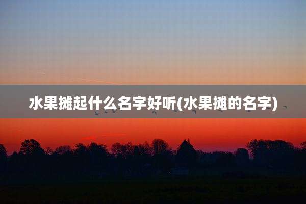 水果摊起什么名字好听(水果摊的名字)