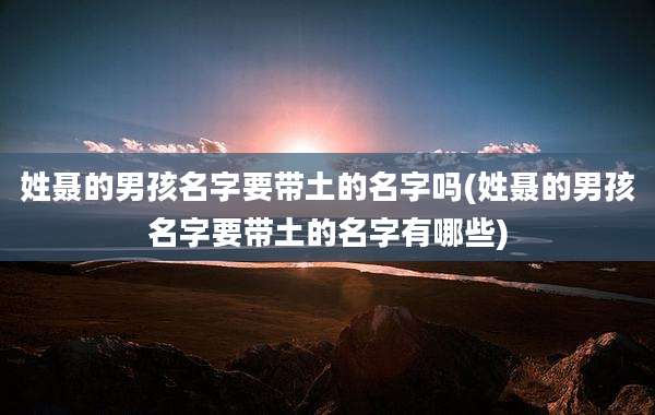 姓聂的男孩名字要带土的名字吗(姓聂的男孩名字要带土的名字有哪些)