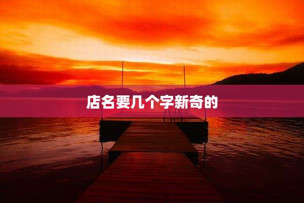 店名要几个字新奇的