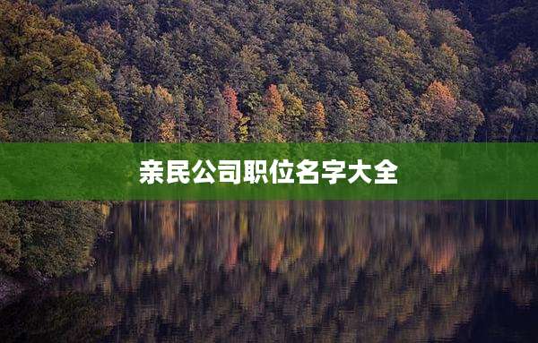 亲民公司职位名字大全