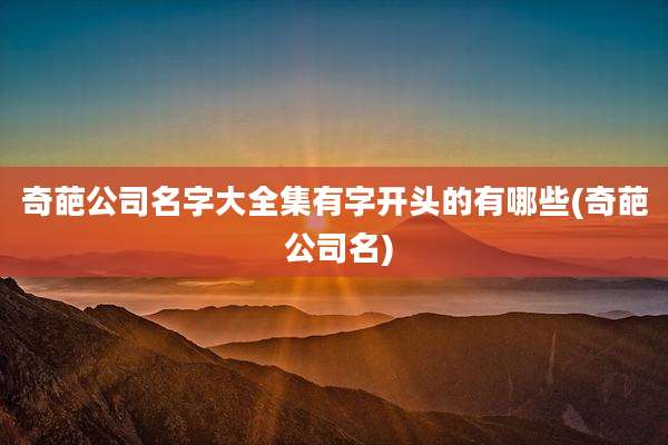 奇葩公司名字大全集有字开头的有哪些(奇葩 公司名)