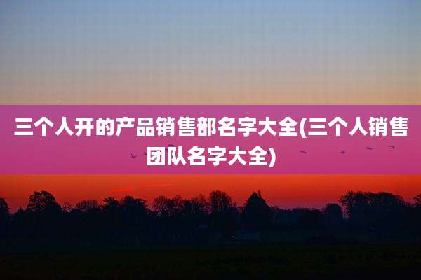 三个人开的产品销售部名字大全(三个人销售团队名字大全)