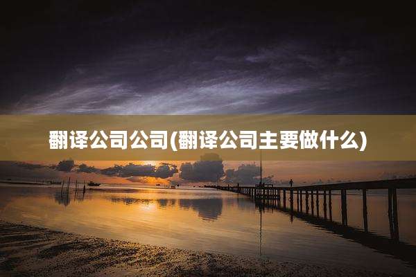 翻译公司公司(翻译公司主要做什么)