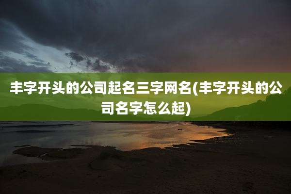 丰字开头的公司起名三字网名(丰字开头的公司名字怎么起)