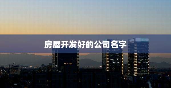 房屋开发好的公司名字