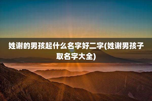 姓谢的男孩起什么名字好二字(姓谢男孩子取名字大全)
