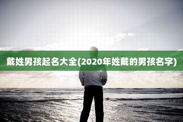 戴姓男孩起名大全(2020年姓戴的男孩名字)