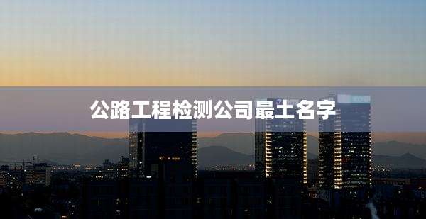 公路工程检测公司最土名字