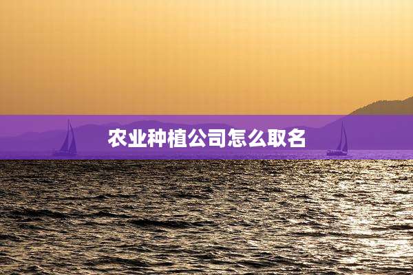 农业种植公司怎么取名