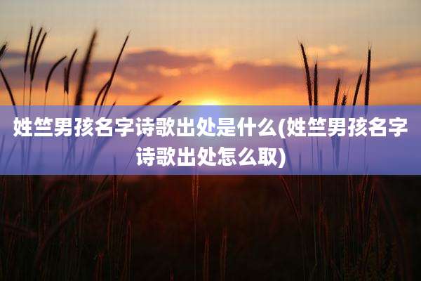 姓竺男孩名字诗歌出处是什么(姓竺男孩名字诗歌出处怎么取)