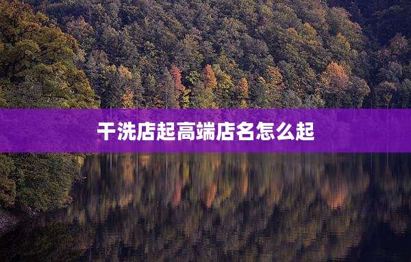 干洗店起高端店名怎么起