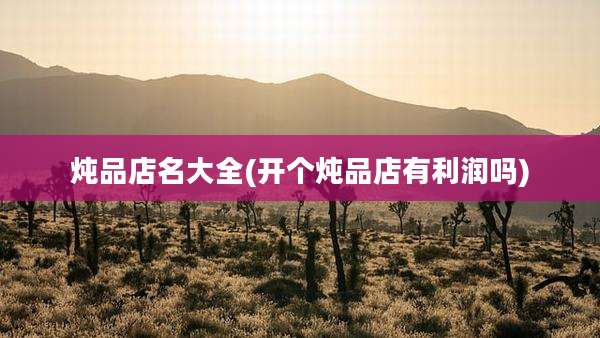 炖品店名大全(开个炖品店有利润吗)