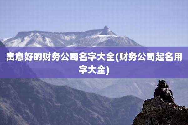寓意好的财务公司名字大全(财务公司起名用字大全)