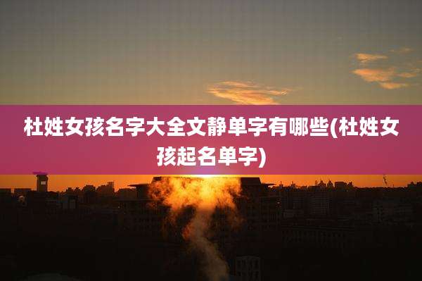 杜姓女孩名字大全文静单字有哪些(杜姓女孩起名单字)