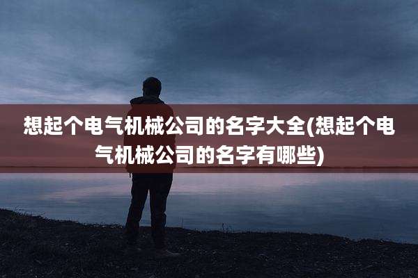 想起个电气机械公司的名字大全(想起个电气机械公司的名字有哪些)