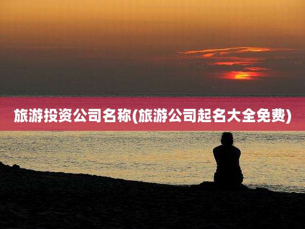 旅游投资公司名称(旅游公司起名大全免费)