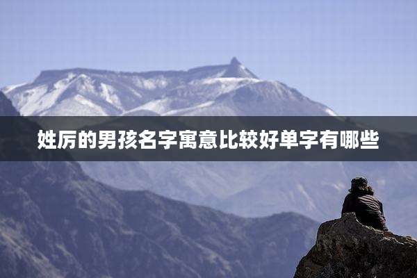 姓厉的男孩名字寓意比较好单字有哪些
