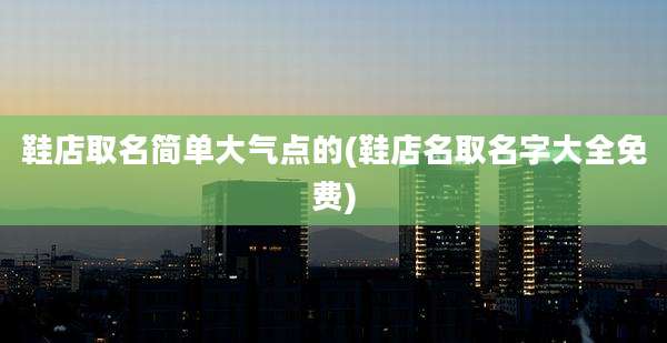 鞋店取名简单大气点的(鞋店名取名字大全免费)