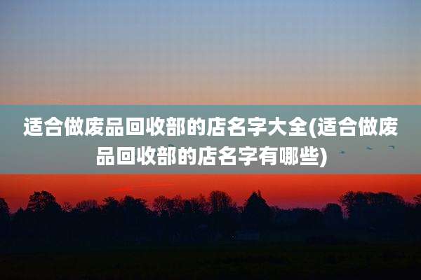 适合做废品回收部的店名字大全(适合做废品回收部的店名字有哪些)