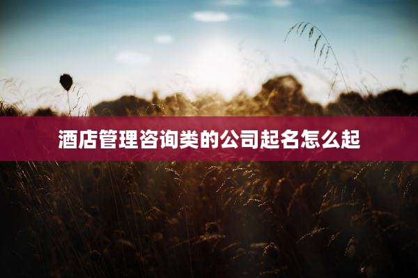 酒店管理咨询类的公司起名怎么起