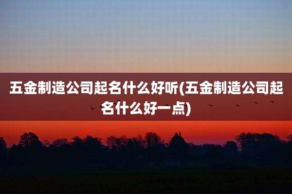 五金制造公司起名什么好听(五金制造公司起名什么好一点)