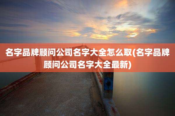 名字品牌顾问公司名字大全怎么取(名字品牌顾问公司名字大全最新)