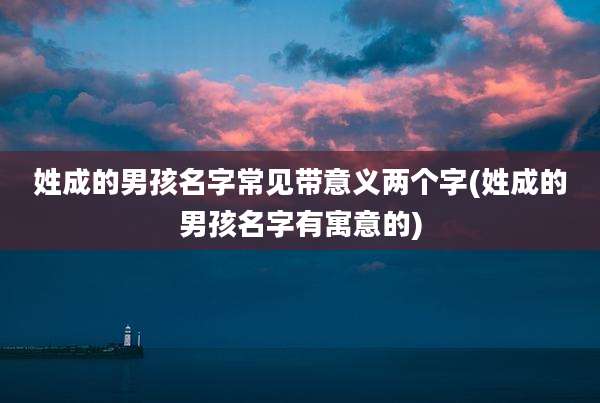 姓成的男孩名字常见带意义两个字(姓成的男孩名字有寓意的)