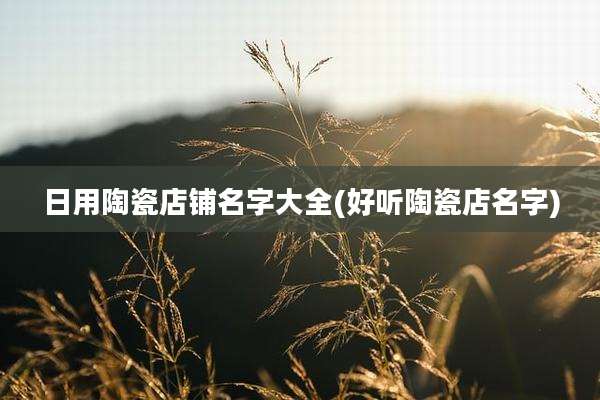 日用陶瓷店铺名字大全(好听陶瓷店名字)