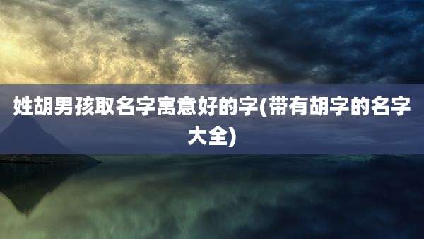 姓胡男孩取名字寓意好的字(带有胡字的名字大全)