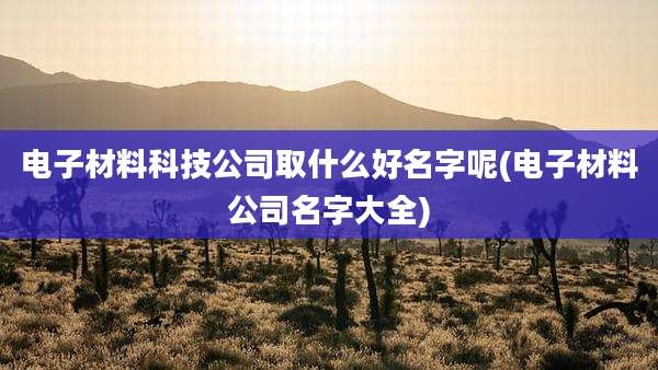 电子材料科技公司取什么好名字呢(电子材料公司名字大全)