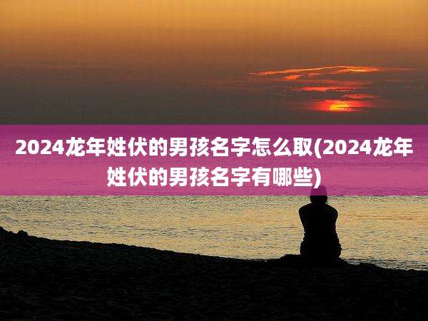 2024龙年姓伏的男孩名字怎么取(2024龙年姓伏的男孩名字有哪些)