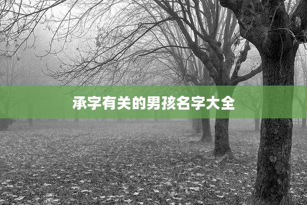 承字有关的男孩名字大全