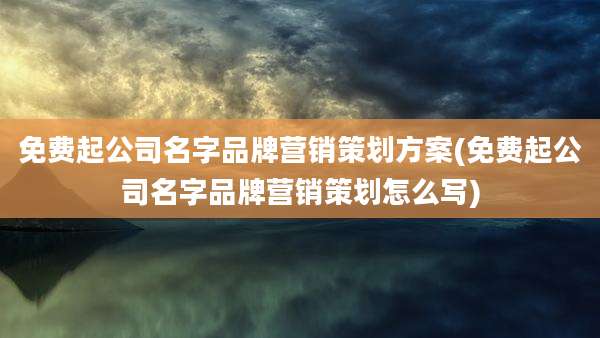 免费起公司名字品牌营销策划方案(免费起公司名字品牌营销策划怎么写)