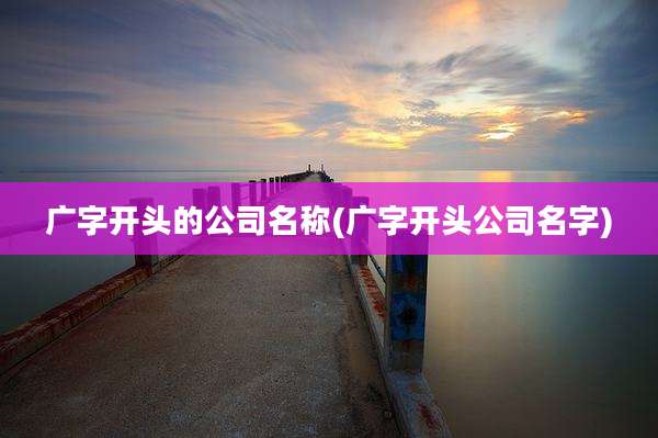 广字开头的公司名称(广字开头公司名字)