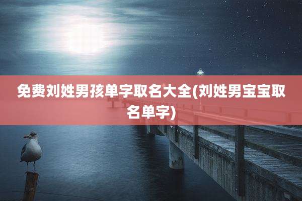 免费刘姓男孩单字取名大全(刘姓男宝宝取名单字)