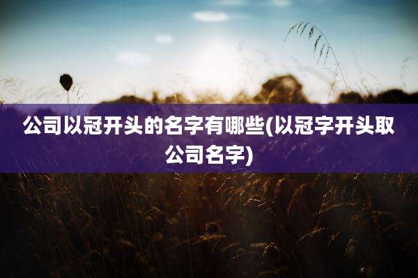 公司以冠开头的名字有哪些(以冠字开头取公司名字)