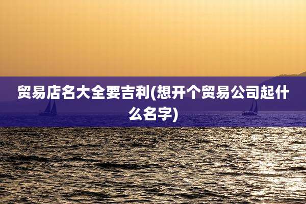 贸易店名大全要吉利(想开个贸易公司起什么名字)
