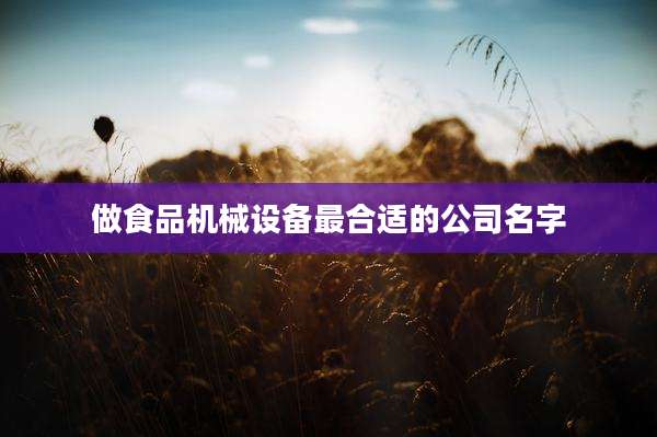 做食品机械设备最合适的公司名字