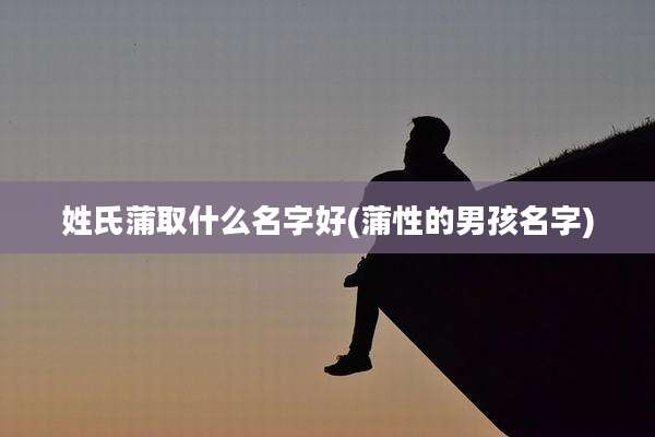 姓氏蒲取什么名字好(蒲性的男孩名字)